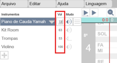 Volume dos instrumentos